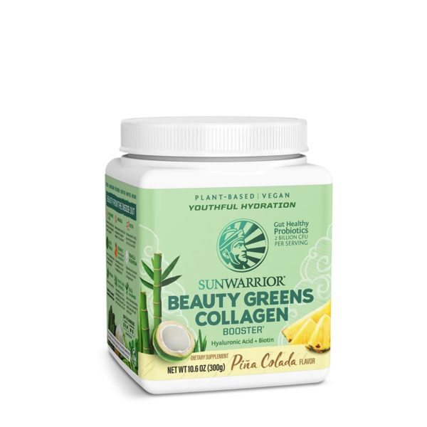 Beauty Greens Smoothie | Sunwarrior Beauty Greens Collagen für Haut, Haare, Nägel Trink Dich schön mit Beauty Greens Smoothie Der Beauty Greens Kollagen Booster ist eine belebende Mischung für Haut, Haare, Nägel. Alkalisierendes Blattgemüse, feuchtigkeitsspendendes Kokoswasser und unzählige wertvolle Inhaltsstoffe wie Hyaluronsäure und Tremella-Pilze sorgen für ein frisches Erscheinungsbild und ein neues Körpergefühl.