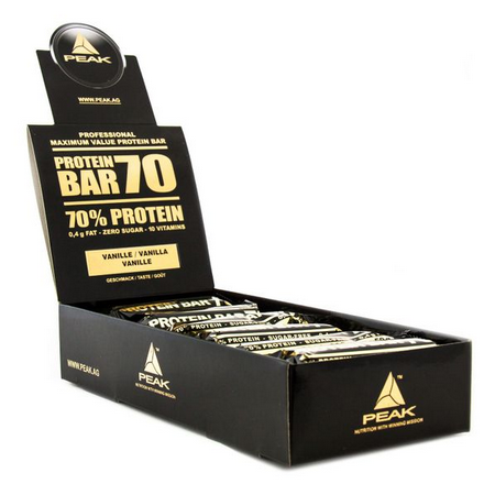 Protein Block 70 | Protein Block 70 12 x 50 g Riegel Display enthält weder Zucker, noch Schokolade! Protein Bar 70 ist ein zuckerfreier Proteinriegel mit unglaublichen 70 % Protein, unter 0,8 % Fett und lediglich 5 g insulinneutraler Kohlenhydrat Polyole (Glycerol) pro Riegel. Zusätzlich enthält Protein Bar 70 zehn Vitamine und ist damit hochwertiger Snack für unterwegs sowie ein guter Mahlzeitenersatz (auch für die ketogene bzw. aufbauende Diät), der zum Muskelaufbau bzw. Muskelerhalt beiträgt. Ausverkauft: Ersatzprodukt X-Treme Protein Giant, 24 x 65 g Riegel mehr dazu hier>>>