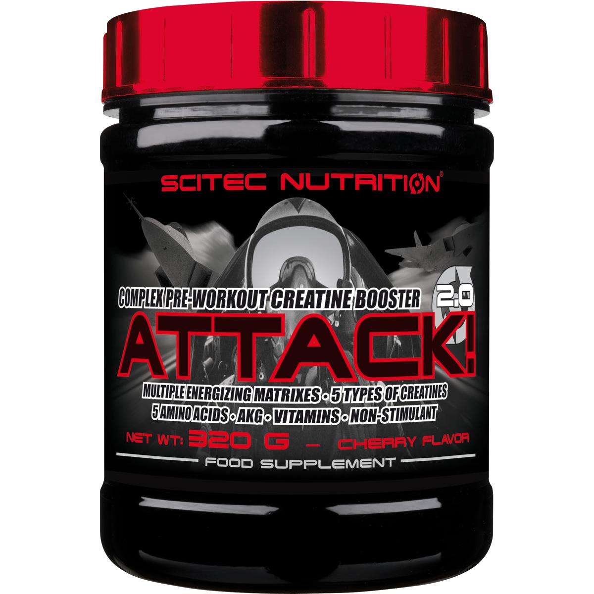 Attack 2 320g Dose | Attack 2 320g Dose ist ein komplexer Pre-Workout Creatin-Booster! Attackiere dein Gewicht mit Verbissenheit mit der Hilfe der komplexen Pre-workout Creatin-Booster Rezeptur! Nimm nicht Teil an der zwecklosen Debatte, welche einzelnen Creatintypen die besten sind – nimm verschiedene Typen! „Bombardiere” deine Muskelzellen mit wichtigen Creatinen durch die „Crea-Bomb” Matrix. Jede Portion gibt dir 5 Gramm der meisterforschten Creatine, Creatin Monohydrat (und andere Creatine, welche in der geschützten Matrix verabeitet sind).