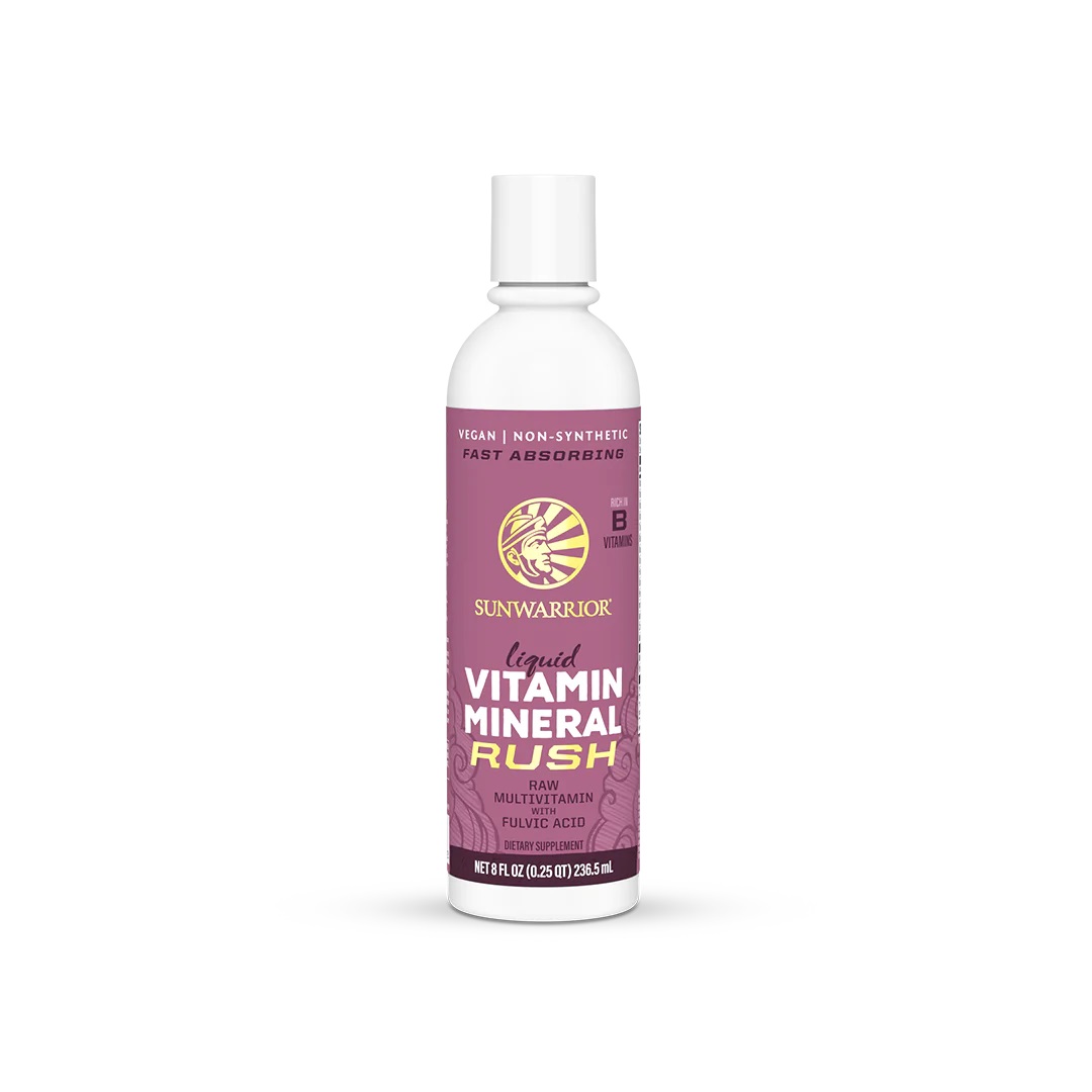 Vitamin Mineral Rush | Sunwarrior Vitamin Mineral Rush aus unverarbeiteten pflanzlichen Rohstoffen Vitamin Mineral Rush ist ein starker flüssiger Vitamin- und Mineralkomplex mit Fulvinsäure, der eine noch bessere Aufnahme der Nährstoffe gewährleistet. Liquid Vitamin Mineral Rush wird vollständig aus unverarbeiteten pflanzlichen Rohstoffen hergestellt und enthält keine synthetischen Substanzen.